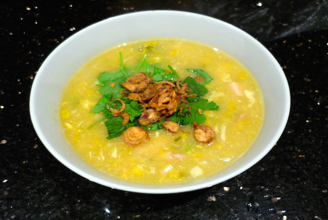 Chicken sweet corn soup; adelady