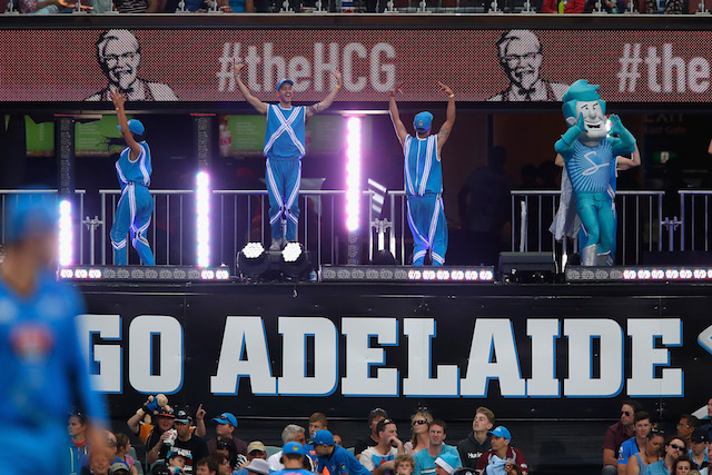 during the Big Bash League Semi FInal match between the Adelaide Strikers and the Sydney Sixers at Adelaide Oval on January 24, 2015 in Adelaide, Australia.