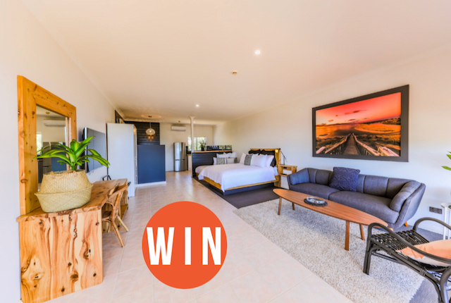 WIN a 2 night stay in the newly renovated Luxury Beach Studio Apartment at Coast Motel + Apartments for 2 people, plus a cheese platter and bottle of wine