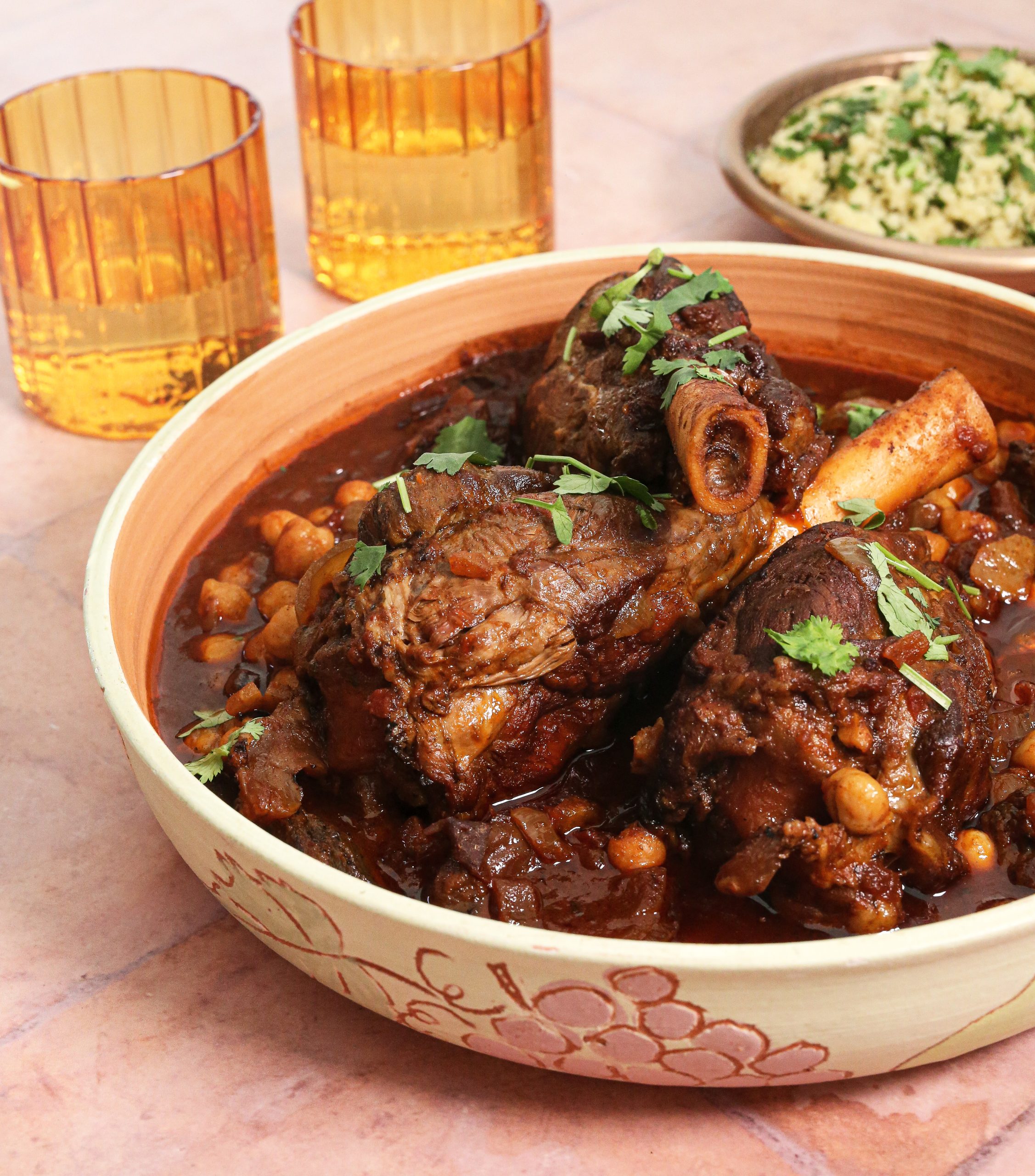 Slow-cooked Moroccan lamb shanks